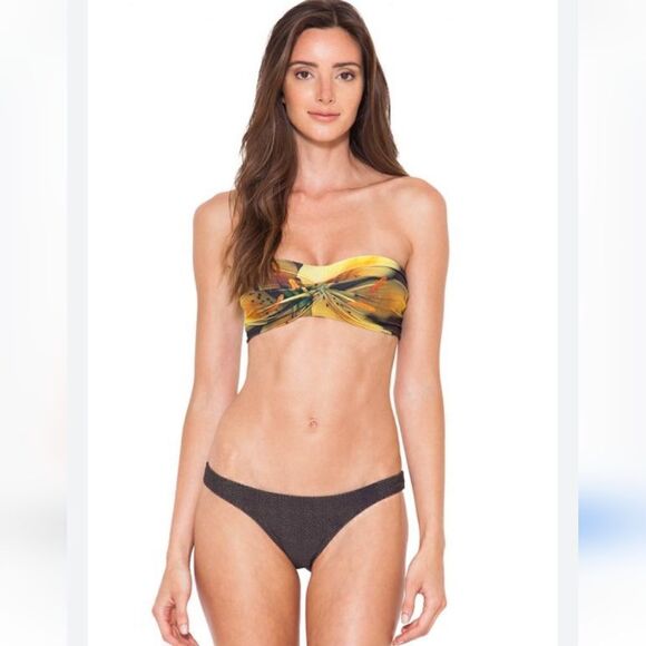 NWT Lenny Niemeyer Bikini Top Runway Bandeau Yellow Hibiscuos Size Medium - Picture 1 of 6
